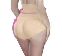 Mutande Imbottito Intimo Traspirante Hip-Body Shaper Push Up Glutei Controllo della Pancia Slip Sexy cod.J600 (L, Beige a Vita Alta)
