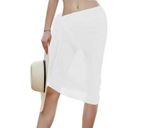 Laphilo Pareo Copricostume Donna Chiffon Corto Mare Spiaggia Vacanza (cod. 6089) (Bianco Lungo)