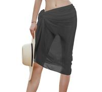 Laphilo Pareo Copricostume Donna Chiffon Corto Mare Spiaggia Vacanza (cod. 6089) (Nero Lungo)