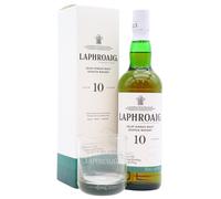 Laphroaig - Islay Single Malt Scotch 10 year old Whisky (Includes Branded Gla...
