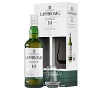 Laphroaig, Islay Single Malt Scotch Whisky 10 Anni con Bicchiere Omaggio, Whisky con 100% Orzo Maltato - 1 Bottiglia da 700ml