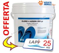 LAPI Cloro 4 Azioni PASTIGLIE da 200 gr → 5 / 10 / 25 kg - Multifunzione Piscina