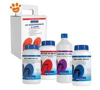 Lapi Kit di Avviamento e Mantenimento a Cloro fino a 30 m³ (kit con 4 prodotti) Dicloro 56, Correttore PH- Meno, Alghicita T9 Special, Tricloro 90/200 - Lapi Kit di Avviamento e Mantenimento a Cloro f
