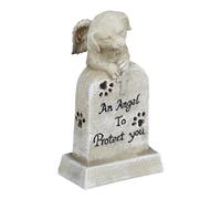 Relaxdays Lapide per Cani, An Angel to Protect You, Cagnolino con Ali, Zampette, HxLxP 20x10,5x10 cm, Poliresina, Crema