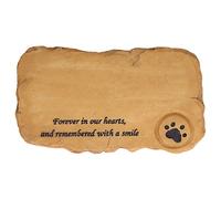 Lapidi commemorative per animali domestici in resina, regali di simpatia per la perdita di gatti Lapide tombale, "Per sempre nei nostri cuori e ricordati con un sorriso" Decorazioni da giardino(B-2)