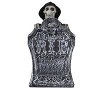 Lapidi di Halloween, lapide spaventosa illuminata con teschio che solleva gli occhi rossi, voce inquietante Animatronici spettrali di Halloween attivati dal suono per lapide di decorazioni per la c