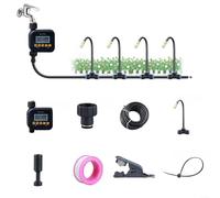 Lapiglo Kit di irrigazione automatica a goccia con timer, per sistema di irrigazione a ugello regolabile a 360°, giardino e patio, tubo in PE da 12 mm per collegamento rapido (5 m-30 m) (15 m)