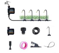 Lapiglo Kit di irrigazione automatica a goccia con timer, per sistema di irrigazione a ugello regolabile a 360°, giardino e patio, tubo in PE da 12 mm per collegamento rapido (5 m-30 m) (5 m)
