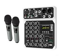 Lapiglo Mixer audio a 4 canali console di miscelazione con potenza 48V Lettore MP3 Doppio ingresso microfono ABS portatile per uso in palcoscenico prestazioni dal vivo