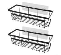 Lapiglo Organizer per doccia antiruggine, senza trapani e ad asciugatura rapida, con ganci, impermeabile, finitura sabbiata, tappetino di drenaggio per bagno, cucina, dormitorio, ripostiglio