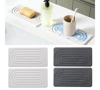 Lapiglo Sottobicchieri in terra di diatomee, confezione da 2, tappetini ad asciugatura rapida con cuscinetti antiscivolo, lavello da cucina, portasapone, 21 x 10 cm