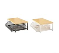 Lapiglo Supporto da cucina per microonde con cestello estraibile, piccolo carrello portaoggetti con ruote bloccabili, utensili multiuso in metallo e legno, bianco (bianco)