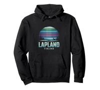 Lapland Finland Renna Aurora Boreale Felpa con Cappuccio