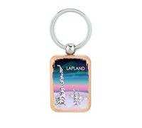 Lapland Finlandia Portachiavi in legno, souvenir da viaggio, targhetta per cani, accessorio portachiavi