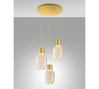 LAPO LAMPADA A SOSPENSIONE COGNAC 3 LUCI TONDA A LED 3000K - 36W - 3900 lm DIMMERABILE