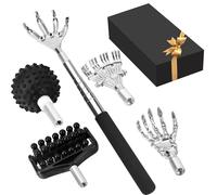 Lapogy Grattaschiena telescopico per la festa del papà da parte di figlia, figlio, moglie, con 5 teste staccabili, per uomo, regalo unico per padre, marito