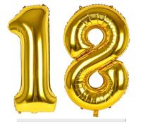 LAPONO Palloncini Compleanno 18 Anno Oro, Dorati Numero 1 e 8 Giganti (83cm) Elio Gonfiar Pallone Foil Palloncini per Bambina Bambino Decorazioni 18 Anni Compleanno Festa Anniversario