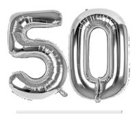 LAPONO Palloncini Compleanno 50 Anno Argento, Numero 5 e 0 Giganti (83cm) Elio Gonfiar Pallone Foil Palloncini Decorazioni per Addobbi Compleanno 50 Anni Donna Uomo Festa Anniversario