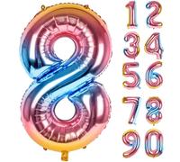 LAPONO Palloncini Compleanno 8 Numero Colorati, Arcobaleno Numeri Elio Giganti (83cm) Palloncini Gonfiar Foil Palloncino Decorazioni Festa Compleanno Anniversario Battesimo Laurea