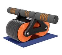 LAPONO Ruota Addominali Ab Roller Rotella,Wheel Rullo Rimbalzo Automatico e Doppia Ruota con Tappetino per Allenamento di Base Multifunzione Attrezzi Palestra Casa Esercizi Di Rollout Abs (Arancia)
