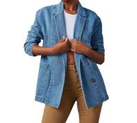 LAPOOH Blazer in Denim Giacca in Denim da Donna, Colletto con Revers Classico Casual da Lavoro Ampio, Giacche di Jeans A Maniche Lunghe con Bottoni, Giacca di Transizione Leggera Vintage, L