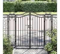 LAPOOH Cancello da Giardino Nero 121x8x120 cm in Ferro Battuto,Cancello da Giardino,Cancelletto da Giardino,Cancello per Recinzione,Cancello Giardino Esterno -363431