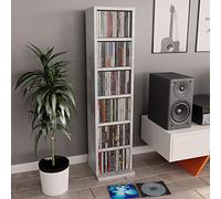 LAPOOH Mobile Porta CD Grigio Cemento 21x20x88 cm in Legno Multistrato,Mobile Porta CD,Porta cd,Scaffalatura per CD(SPU:800355)