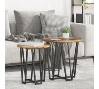 LAPOOH Set di 2 Tavolini in Legno Riciclato e Metallo-869724