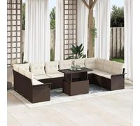 LAPOOH Set Divano Giardino 11 Pezzi con Cuscini Marrone Rattan Polietilene,Set Divano da Giardino,Set di Conversazione per Patio,Set di Mobili da Esterno,Divano per Esterno da Giardino-3348354
