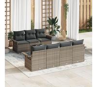LAPOOH Set Divano Giardino 8 Pezzi Cuscini Grigio Rattan Sintetico,Set Divano da Giardino,Set di Conversazione per Patio,Set di Mobili da Esterno,Divano per Esterno da Giardino-3345269
