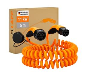 Lapp Cavo di Ricarica a Spirale per Veicoli Elettrici Mobility Tipo 2-11 kW, 20 A, Trifase, Resistente alla Polvere e all'Acqua IP55, Compatibile con Auto Elettriche e Ibride Europee, 5 m, Nero