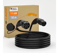 LAPP Mobility 11KW - Cavo di Ricarica per Auto Elettrico, 10 m, Tipo 2, Cavo di Ricarica per Auto, IP55, Resistente all'Acqua, Tipo 2, 11 KW 20 A, Cavo di Ricarica Tipo 2 modalità 3, Colore: Nero