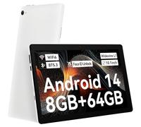 Laptok Tablet 10 pollici Android 14 Tablet con Octa-Core, Face ID, 8GB+64GB+1TB Espansione, 1280*800 HD IPS Touchscreen, tablet Android con WiFi 6 BT5.3, Doppia Fotocamera 5MP+8MP, Widevine L1(Bianco)