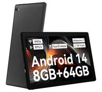 Laptok Tablet 10 pollici Android 14 Tablet con Octa-Core, Face ID, 8GB+64GB+1TB Espansione, 1280*800 HD IPS Touchscreen, tablet Android con WiFi 6 BT5.3, Doppia Fotocamera 5MP+8MP, Widevine L1(Nero)