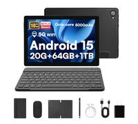 Laptok Tablet, Android 15 Tablet 10 Pollici Con Tastiera, 20GB+64GB+1TB, Octa-Core, Face ID, Tablet PC Con WIFI 5G, Bluetooth 5.4, Widevine L1, 5MP+8MP, 1280 * 800 HD, 5000mAh,2 Anni Garanzia