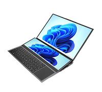 Laptop a Doppio Schermo da 16 Pollici, 100-240 V Supporto per Schede Grafiche Doppie Computer Portatile a Doppio Schermo Batteria da 13600 mAh per Windows 11 per la Lettura (Spina UE)