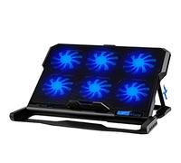 Laptop Cooling Pad 6 Cooling Fans And Double USB Cooler with Light LCD Display Notebook Stand for 12-16 inch