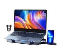 Laptop Kühlpad - 36 x 26 Cm Abs Alluminio |Notebook Kühler Basis Leise | Einstellbarer Lüfterständer Mit Handyhalter | Gamings Office Für Büro Arbeit Reise Zuhause
