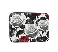 Laptop Sleeve Case 12 inch Shockproof Protective Notebook Black White and Red Roses Laptop Case Computer Bag