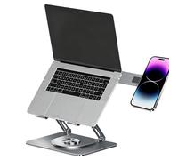 Laptop Stand, Ergonomic Foldable Metal Computer Riser With Magnetic Phone Holder, Adjustable Laptop Storage Stand For Office Bed Home Couch Work Study Kitchen Classroom Portable Desk Organizer Use