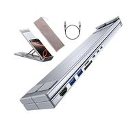 Laptop Stand with Dock and 8-in-1 Üsb-C Hub - Portable Ergonomic Laptop Riser with 4K | 100W PD 2 USB 3.0 TF Card Reader for Pro Air and Laptops