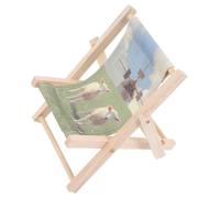 LAPYAPPE 2 Pezzi Supporto Cellulare Pieghevole a Forma di Sedia da Spiaggia in Legno e Tela, Portacellulare Creativo e Adorabile per Scrivania, per Guardare Film e Seguire Serie Tv