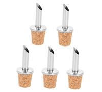 LAPYAPPE 5 beccucci dosatori in acciaio inox per olio d'oliva, tappi in sughero, erogatori per vino e aceto, per cucina e sala da pranzo