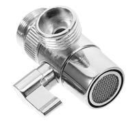 LAPYAPPE Adattatore Rubinetto 3 Vie per Lavatrice e Bagno in Rame e Abs Design Antiscivolo e Alta Durata, Divisore 1 in 2 Out per Tubi Acqua Argento
