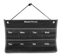 LAPYAPPE Custodia Calendario da Parete Non Tessuto Nero, Borsa Organizer Tascabile Resistente allo Strappo, Porta Calendario da Appendere per Casa e Ufficio, Risparmio Spazio e Praticità