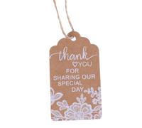 LAPYAPPE Etichette e Corda in Carta Kraft 50 Pezzi con Pizzo Bianco Multiuso e Resistenti per Decorare Regali e Matrimoni per Idee Regalo e Celebrazioni