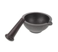 LAPYAPPE Mortaio e Pestello in Ghisa Nero, Strumento Manuale per Macinare Aglio e Radice Aromatica, Facile da Usare senza Sporco, per Cucina Domestica e Feste, Dimensioni 13x5,5cm