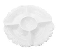 LAPYAPPE Piatto in Ceramica con Scomparti Decorato Rilievo Vassoio Portafrutta e Snack Resistente Temperature Estreme Facile da Pulire e Trasportare per Casa e Ristorante