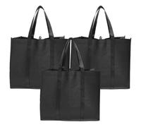 LAPYAPPE Set 3 Borse della Spesa Riutilizzabili Manici, Borse Oxford Nere 41x26x33 Cm, Borsa Portaoggetti Portatile Pieghevole per Shopping e Uso Quotidiano