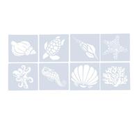 LAPYAPPE Set da 8 Stencil Riutilizzabile e Portatile per Pittura Motivo Animali Marini in Pet Bianco e Progetti Scolastici di Disegno Creativo